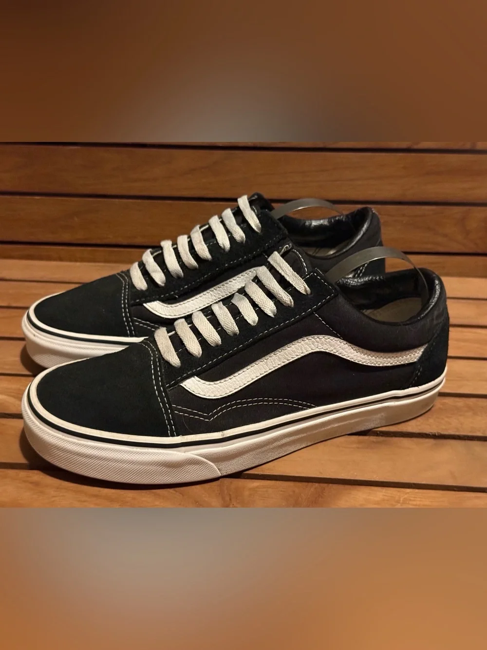 Vans Black Low-Top Sneakers with White Side Stripe M8.5 W10